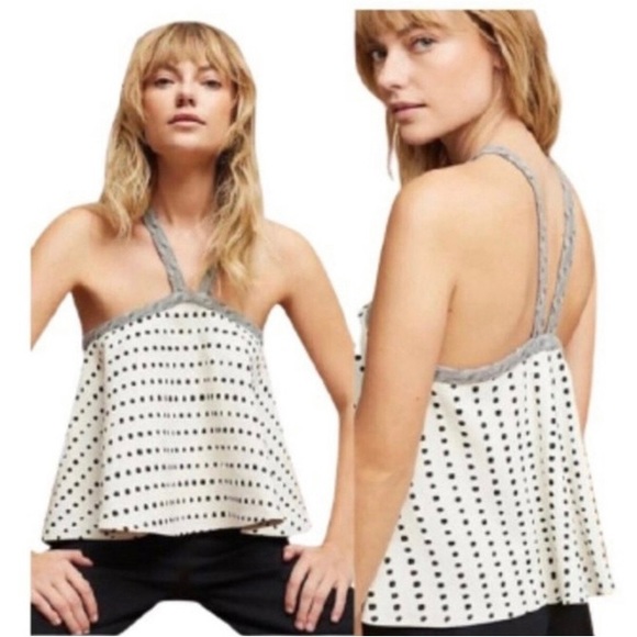 Anthropologie~Postmark~Jemma‎ Swing Halter Top/Tank - Polka Dot~Sz XS - Picture 1 of 11